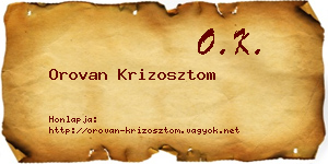 Orovan Krizosztom névjegykártya